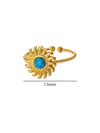 Simple Gemstone Inlaid Retro Personality Opening Index Finger Ring - Style 12