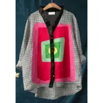 Women's Loose Print Crew Neck Casual Plus Size Shirt - Melcs/25
