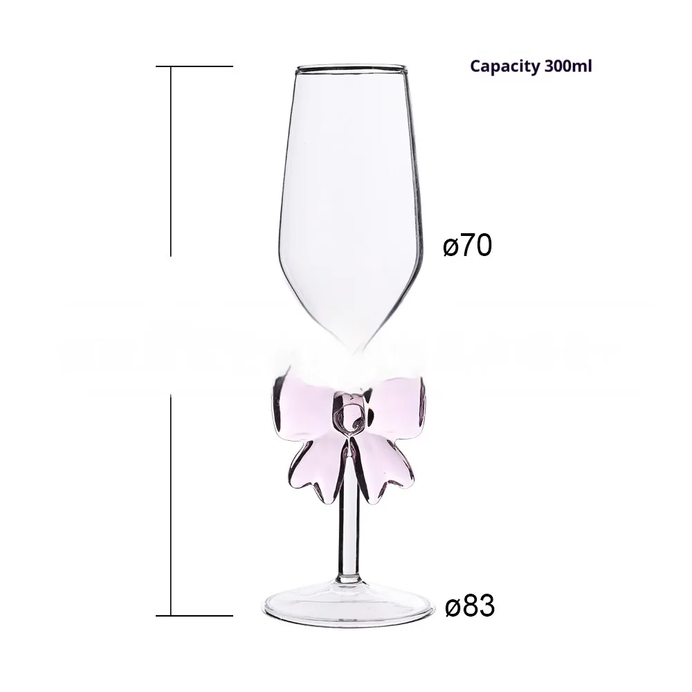 Glass High Leg Light Luxury Large Bow Romantic Candlestick Butterfly Champagne Glass - Shop at LoveMi