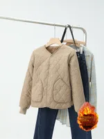Round Neck Base Inner Wear Warm Artifact Coat - Khaki