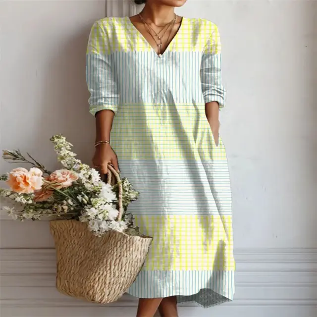 New Women's Linen Long sleeved Dress Sdf27 - Shop at LoveMi