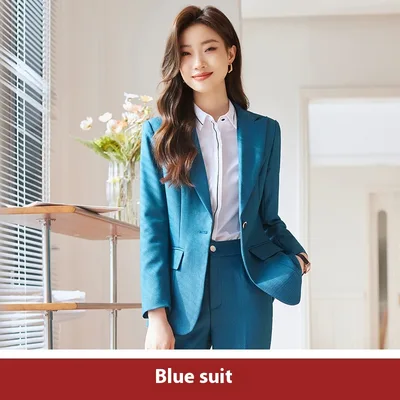 Winter Temperament Office Wear Women's Suit Blue Coat - Shop at LoveMi