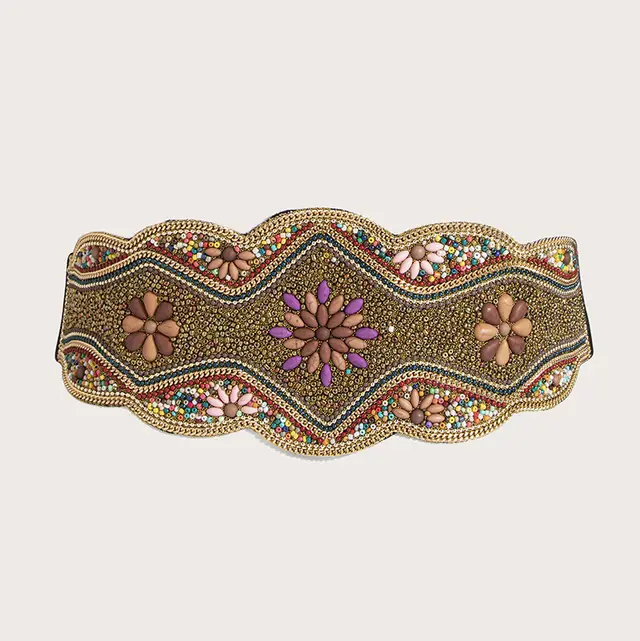 Ethnic Beads Hemp Rope Shell Popular Wide Waist Seal Gold Wavy Beads - Shop at LoveMi