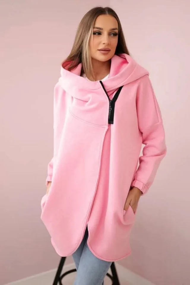 Women's Plus Size Solid Color Coat Pink - Shop at LoveMi