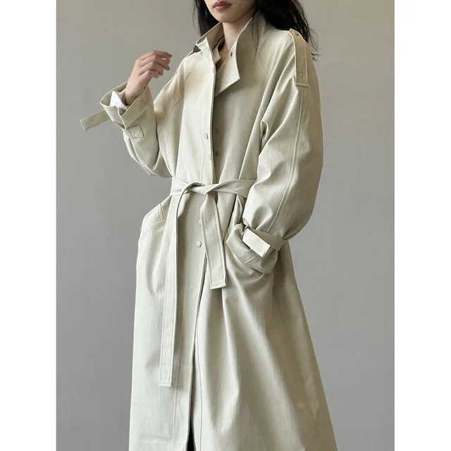 Temperament Commute Trench Coat For Women Autumn Light Khaki - Shop at LoveMi