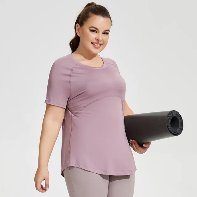 Large Size Long Thigh length Thin Yoga Wear Mesh Beautiful Back Tank top Hyacinth Purple - Shop at LoveMi