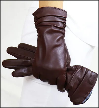 High end Women's Sheepskin Gloves Leather Extended Light Brown - Shop at LoveMi