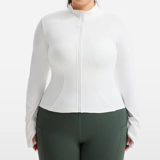 Large Size High Elastic Sports Sun Protection Jacket Long sleeved Female Zipper Cardigan Jacket White - Shop at LoveMi
