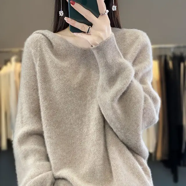 Women's Sweater Loose And Warm All matching Thickened Bottoming V neck Camel - Shop at LoveMi