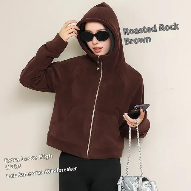 American High Street Design Sense Hooded Fleece Lined Sweater Roasted Rock Brown - Shop at LoveMi