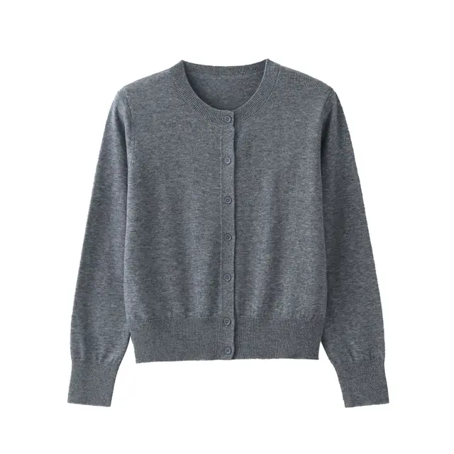Commuting Easy to match Solid Color Shoulder Knitted Sweater Medium Gray - Shop at LoveMi