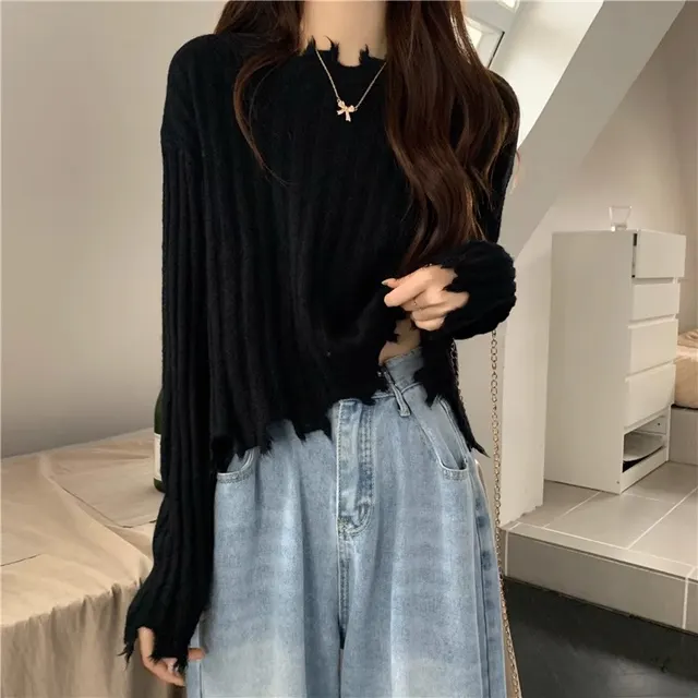 Sweater Women's Outer Design Short Top Black - Shop at LoveMi