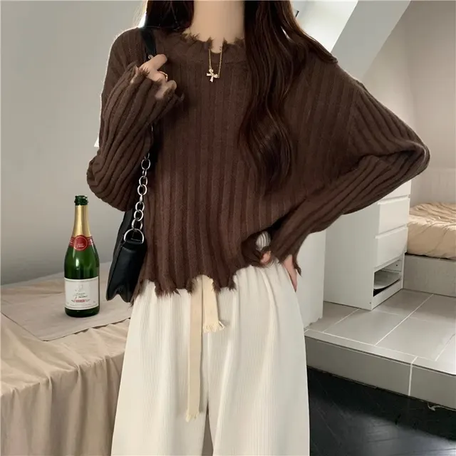 Sweater Women's Outer Design Short Top Brown - Shop at LoveMi