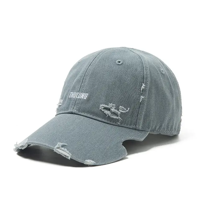 Retro Washed Ripped Baseball Cap Fashion Cowboy Japanese Street Light Gray - Shop at LoveMi