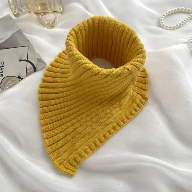 Knitting Bandana Versatile Pure Color Warm Keeping Neck Protector Ginger Yellow - Shop at LoveMi
