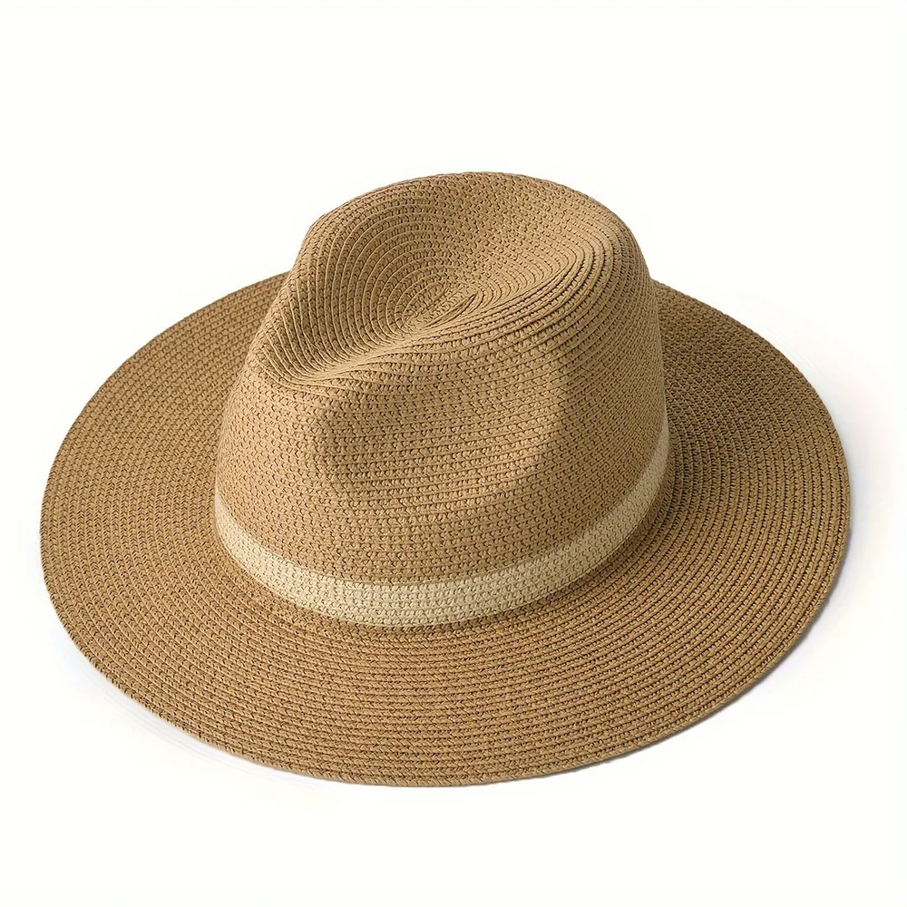 Panama Hat Summer Men's And Women's Vacation Beach Straw Hat - Khaki - View 1