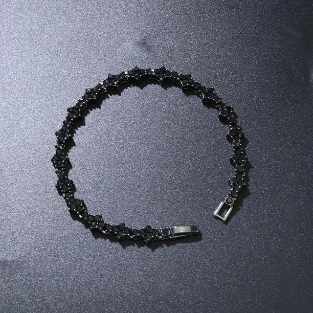 Flower shaped Cross Tennis Chain Bracelet Black - Shop at LoveMi