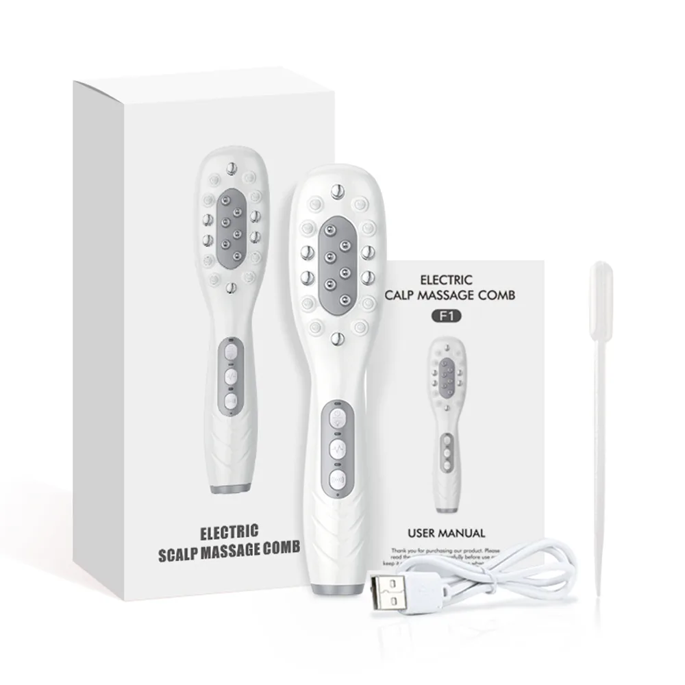 High Frequency Import Colour Light Hair Care Micro Current Massage Comb - White