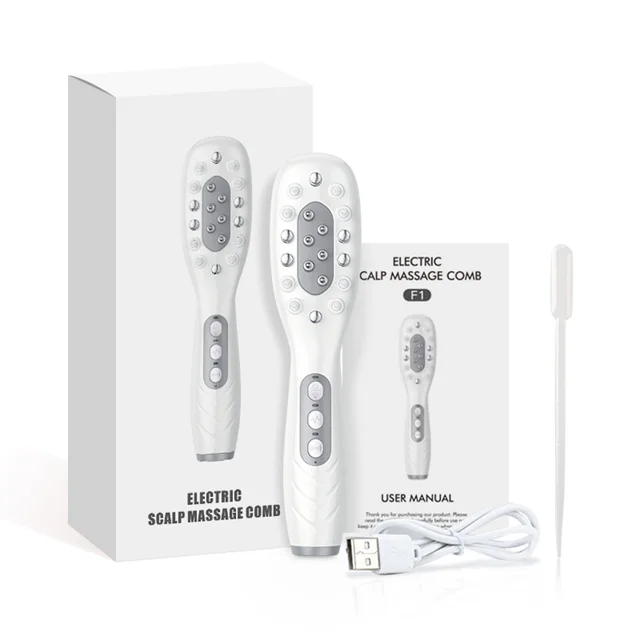 High Frequency Import Color Light Hair Care Micro Current Massage Comb White - Shop at LoveMi