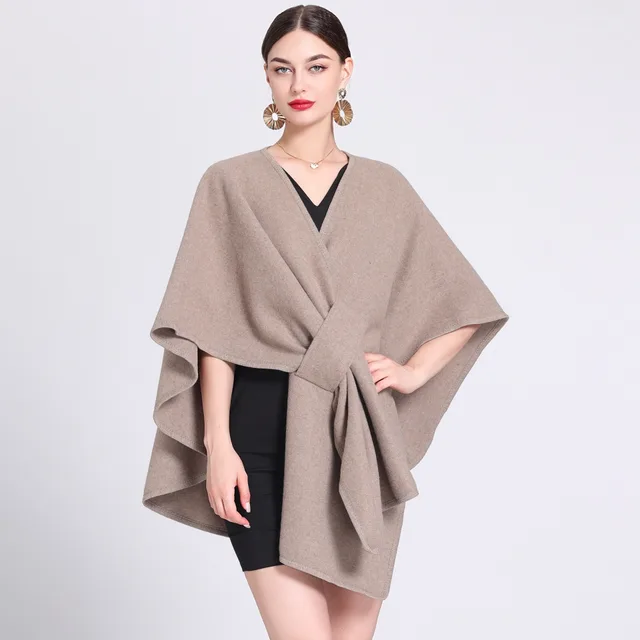 Fashion Shawl Cape Outer Wear Khaki - Shop at LoveMi