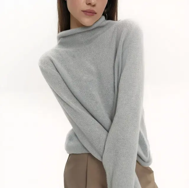 Knitted Long sleeved Top Loose And Idle Curling Hollow Design Light Gray - Shop at LoveMi