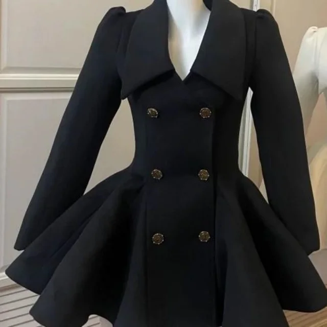 Women's Thickened Warm Woolen Long Coat Black - Shop at LoveMi