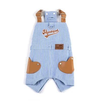 Four Seasons Universal Small Dog Bichon Schnauzer Pet Traction Denim Suspender Pants Blue - Shop at LoveMi