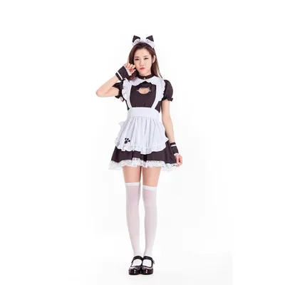 Polyester Women's Role playing Dress With Cat's Paw Pattern Black - Shop at LoveMi