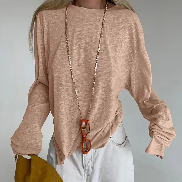 Pullover Micro Transparent Knitted T shirt Women's Design Temperament Khaki - Shop at LoveMi