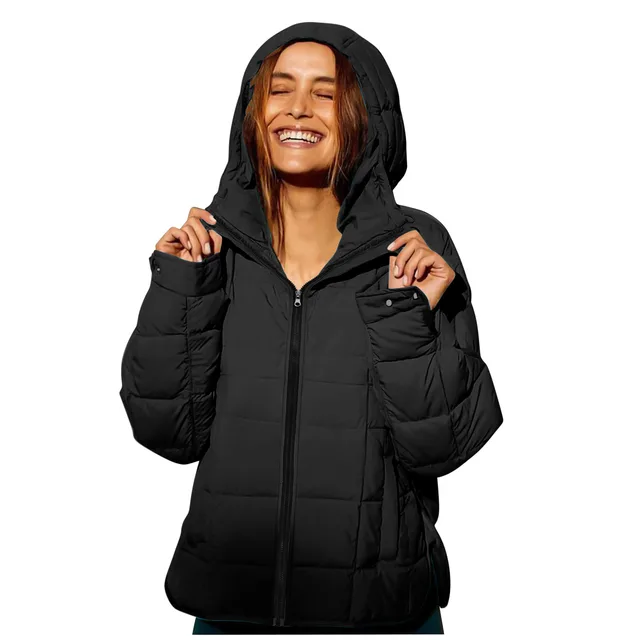 Women's Polyester Hooded Loose Sports Cotton Jacket Black - Shop at LoveMi