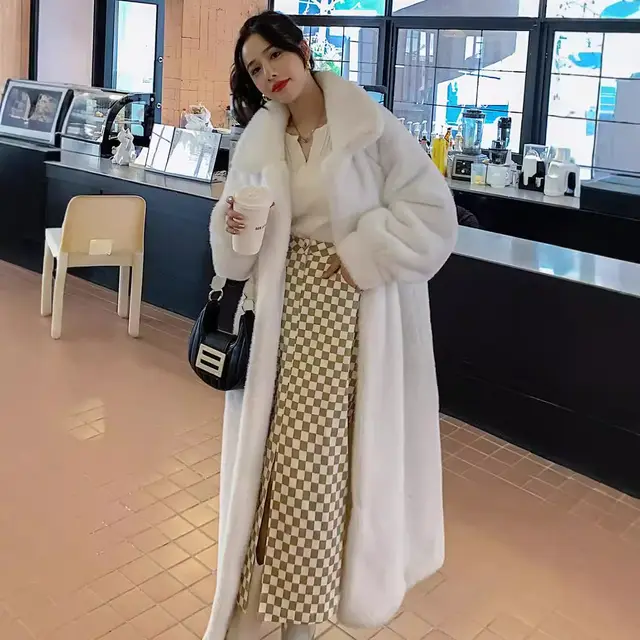 Winter Extended Fashion Leather Fur Coat Women White - Shop at LoveMi