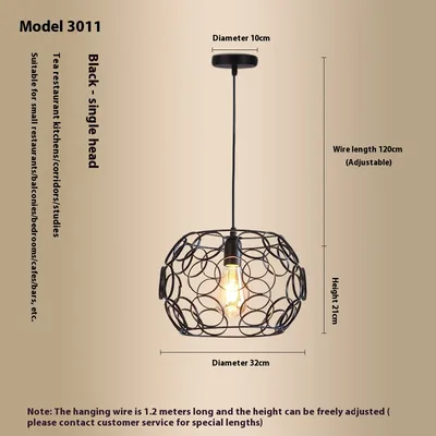 Modern Minimalist Corridor Chandelier American Industrial Style Retro Model 3011 Single Black Head - Shop at LoveMi