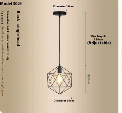 Modern Minimalist Corridor Chandelier American Industrial Style Retro Model 3022 Single Black Head - Shop at LoveMi