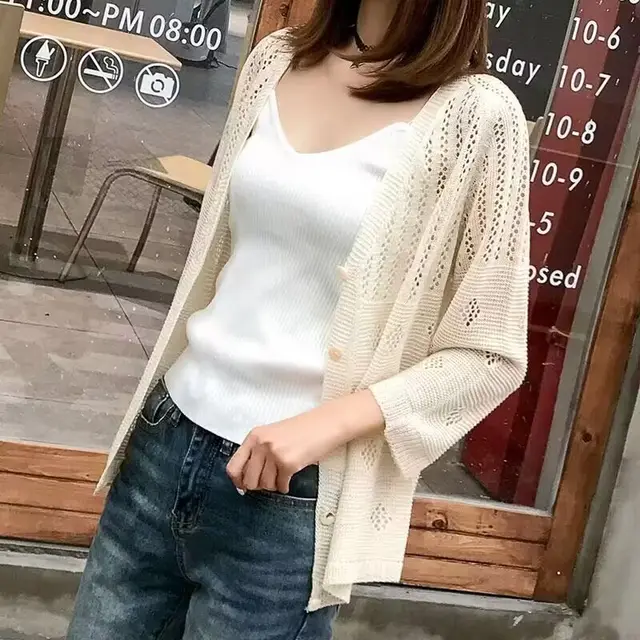 Spring Women's Summer New Korean Thin Internet Hot Coat Loose Outer Wear Beige - Shop at LoveMi