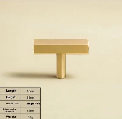 Brass Double Hole Hexagonal Long Handle Drawer Wardrobe Handle 45Mm Single Hole - Shop at LoveMi