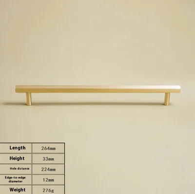 Brass Double Hole Hexagonal Long Handle Drawer Wardrobe Handle Hole Distance 224Mm - Shop at LoveMi
