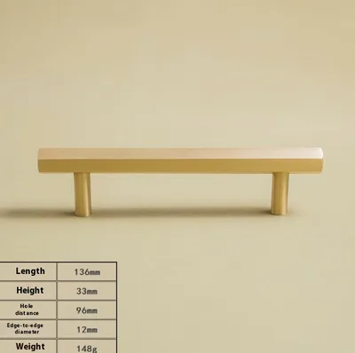 Brass Double Hole Hexagonal Long Handle Drawer Wardrobe Handle Hole Distance 96Mm - Shop at LoveMi