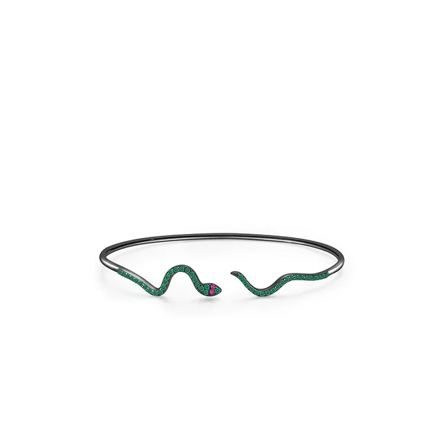 European And American S925 Sterling Silver Bracelet Special interest Design Fashion Snake Bracelet Black - Shop at LoveMi