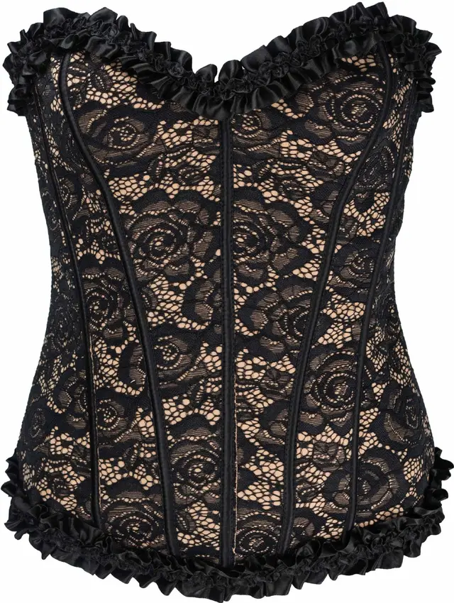 Lace Fabric Steel Buckle Corset Black - Shop at LoveMi