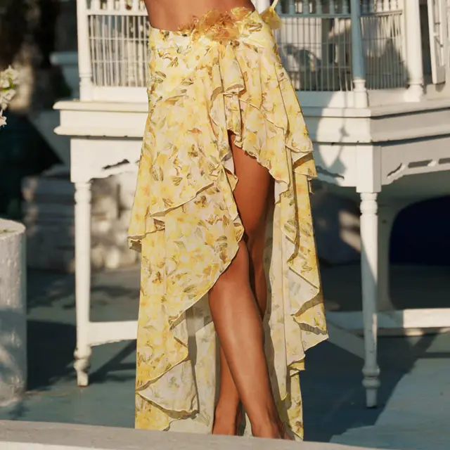 Bikini New Floral High Waist Split Swimsuit Suit Female Cross border Umbrella Skirt - Shop at LoveMi