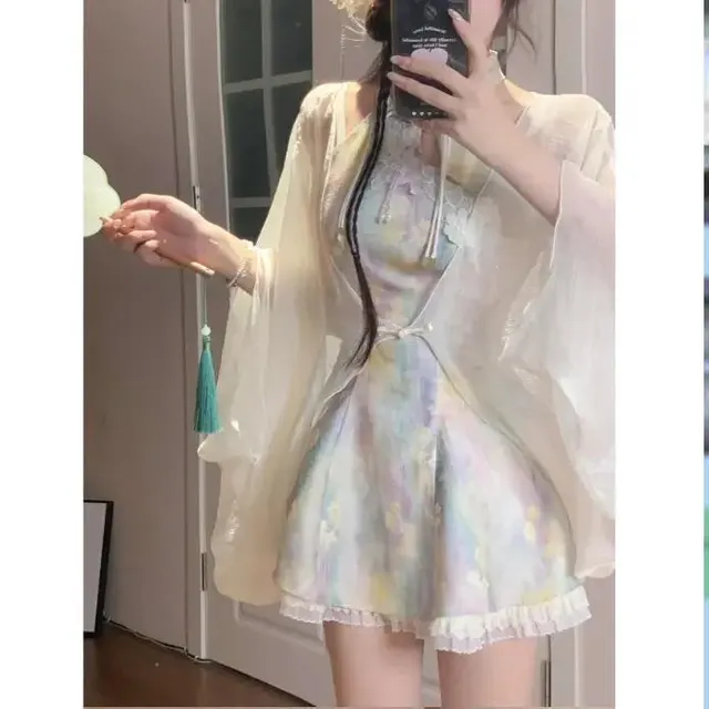 New Slimming Sense Of Design Short Dress Dress And Cardigan - Shop at LoveMi