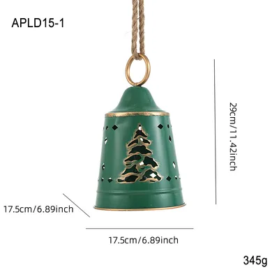 Christmas Bell And Wind Chimes Decorations Wrought Iron Atmosphere Ornaments Green Bell - Shop at LoveMi