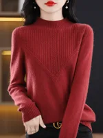 Fall And Winter Outer Wear Lazy And Versatile Knitted Bottoming Sweater - Litchi Red