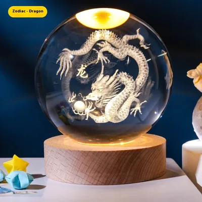 Small Night Lamp Glass Ball Small Ornaments Birthday Gift Dragon - Shop at LoveMi