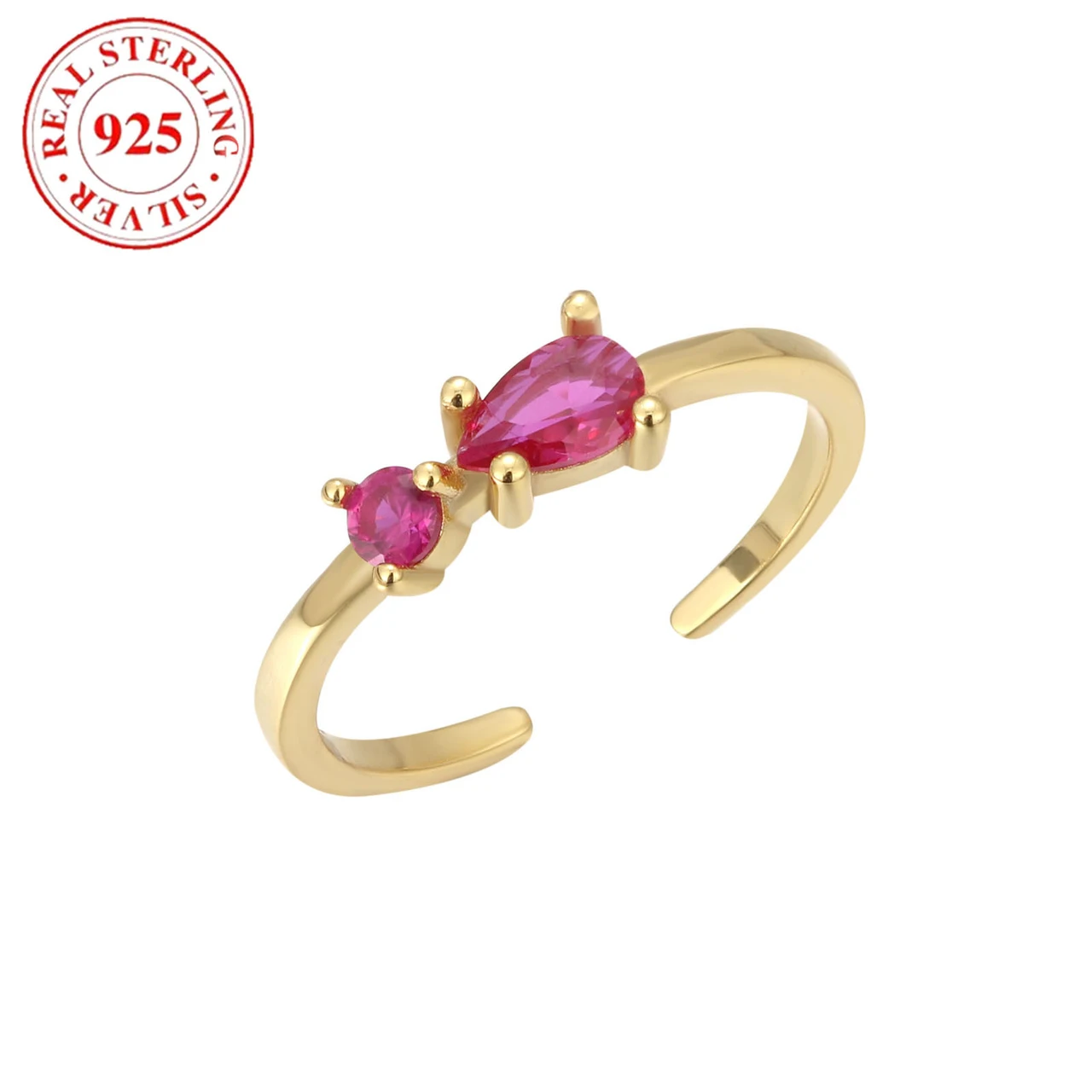 Foot Little Finger Toe Ring S925 Sterling Silver With Shiny Diamond - Gold F002