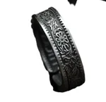 Retro Distressed Embossed Water Ripple Ring Love - Silver Female