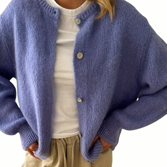 Women's Soft Light Purple Long Sleeve Hip Knitted Cardigan Purple - Shop at LoveMi