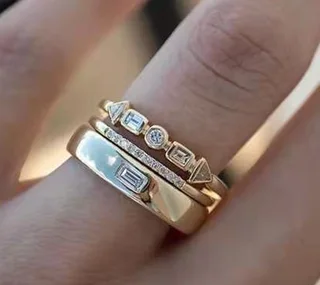 Women's All-match Jewelry Light Luxury Exquisite Ring Set - Ajz2358 Gold