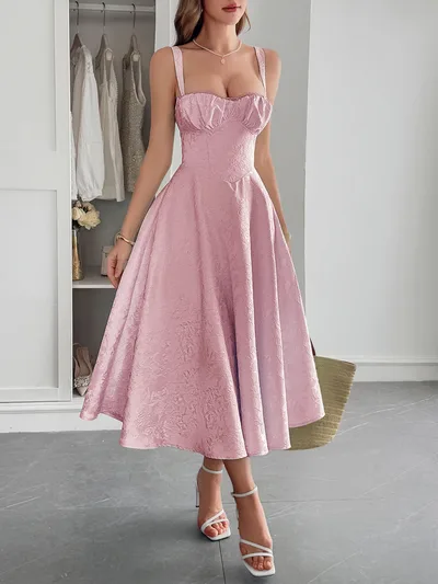 Elegant Graceful Strap Jacquard Maxi Dress Women's Clothing Pink - Shop at LoveMi