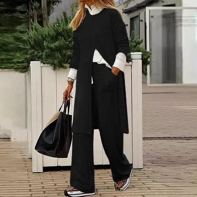 Autumn And Winter Leisure Two piece Set For Women Black - Shop at LoveMi